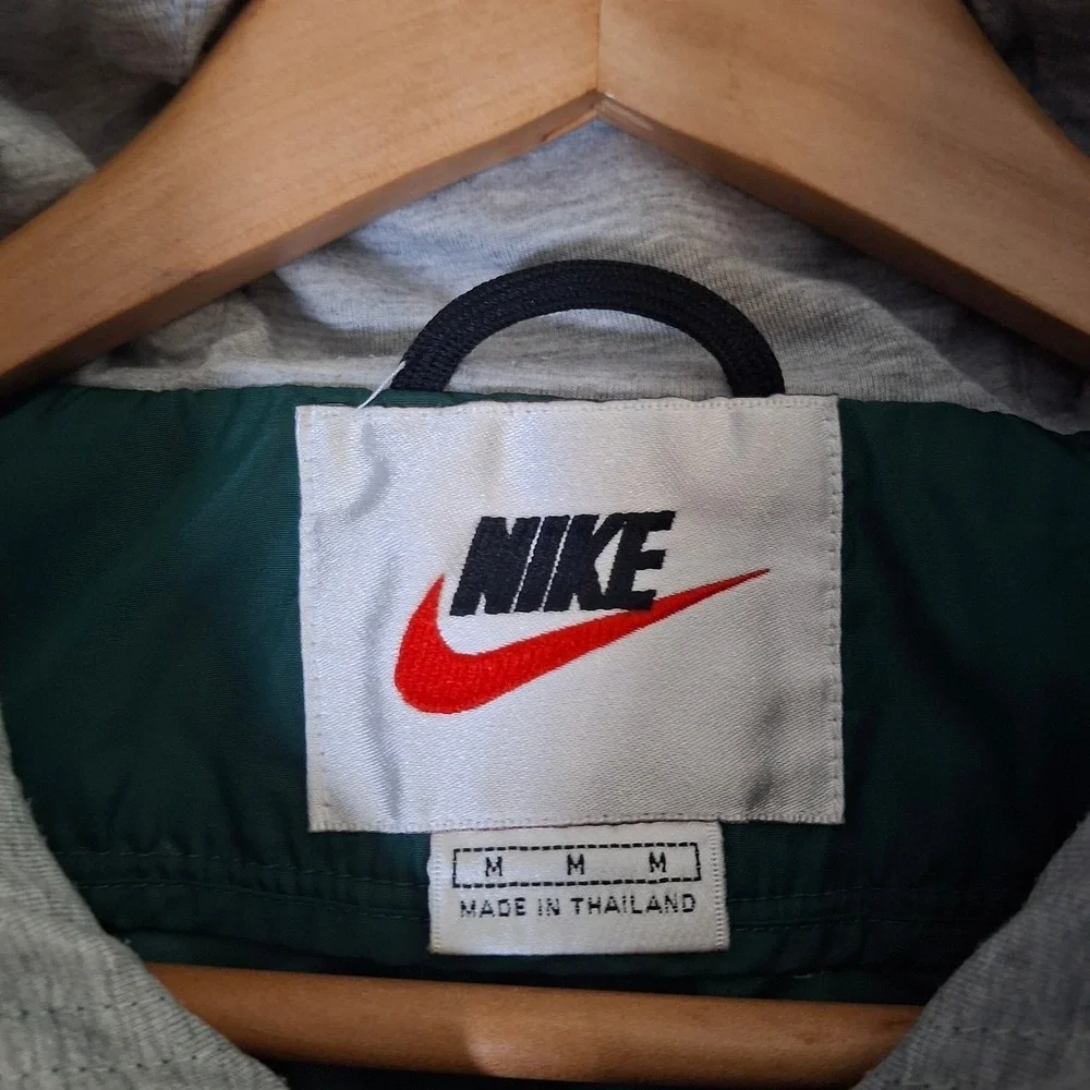 Vintage Nike Anorak Windbreaker Men's Medium Forest Green Black Stripe Half Zip